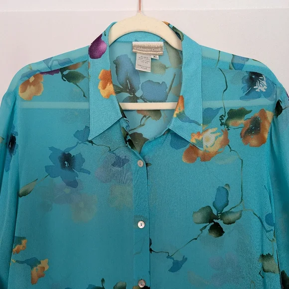Coldwater Creek 100% Silk Floral Blouse - Picture 3 of 10